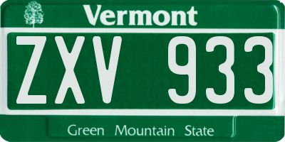 VT license plate ZXV933