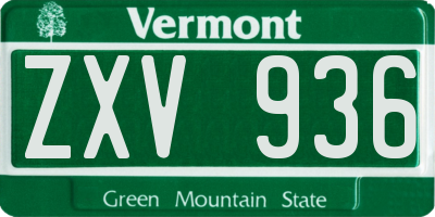 VT license plate ZXV936