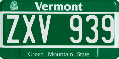 VT license plate ZXV939