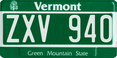 VT license plate ZXV940