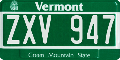 VT license plate ZXV947