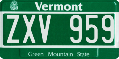 VT license plate ZXV959