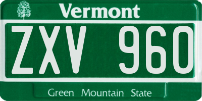 VT license plate ZXV960