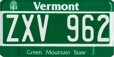 VT license plate ZXV962