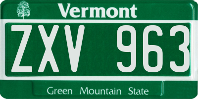 VT license plate ZXV963