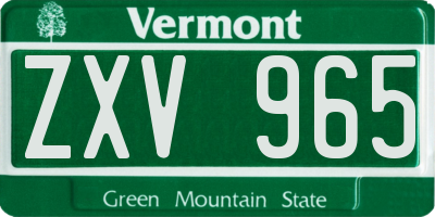 VT license plate ZXV965