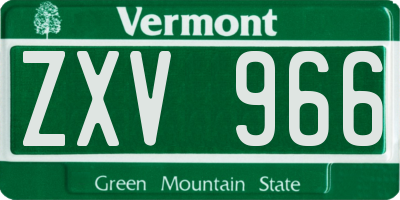 VT license plate ZXV966