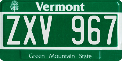 VT license plate ZXV967