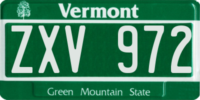 VT license plate ZXV972