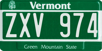 VT license plate ZXV974
