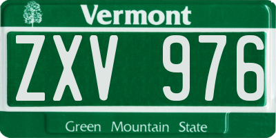 VT license plate ZXV976