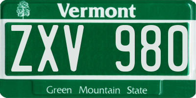 VT license plate ZXV980
