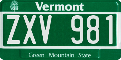 VT license plate ZXV981