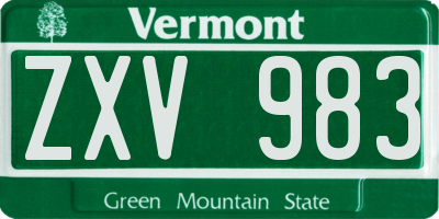 VT license plate ZXV983