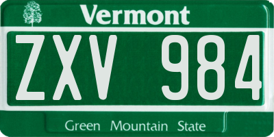 VT license plate ZXV984
