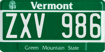 VT license plate ZXV986
