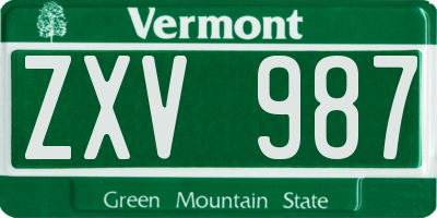 VT license plate ZXV987