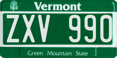 VT license plate ZXV990