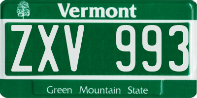 VT license plate ZXV993