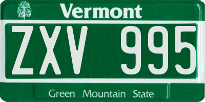 VT license plate ZXV995