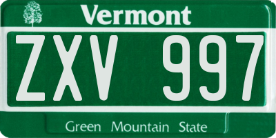 VT license plate ZXV997