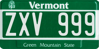 VT license plate ZXV999