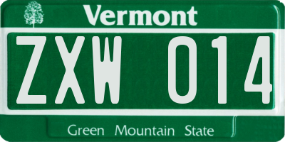 VT license plate ZXW014