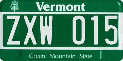 VT license plate ZXW015