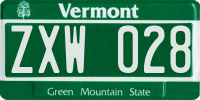 VT license plate ZXW028
