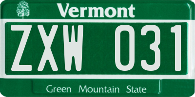 VT license plate ZXW031
