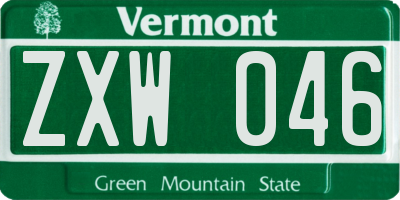 VT license plate ZXW046