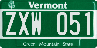 VT license plate ZXW051