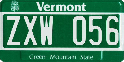 VT license plate ZXW056