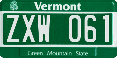 VT license plate ZXW061