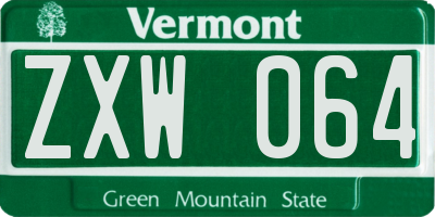 VT license plate ZXW064