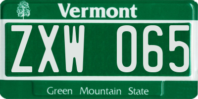VT license plate ZXW065