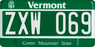 VT license plate ZXW069