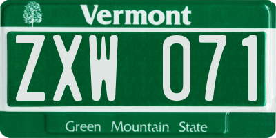 VT license plate ZXW071