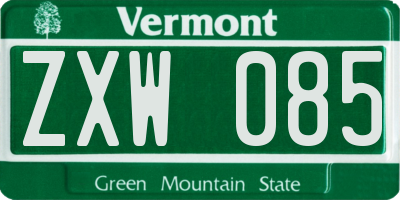 VT license plate ZXW085