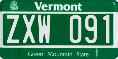 VT license plate ZXW091