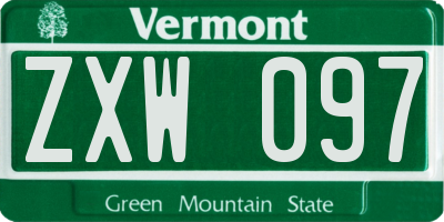 VT license plate ZXW097