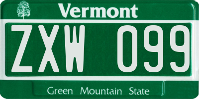 VT license plate ZXW099