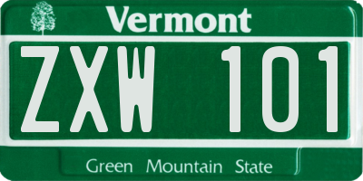 VT license plate ZXW101
