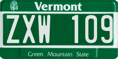 VT license plate ZXW109