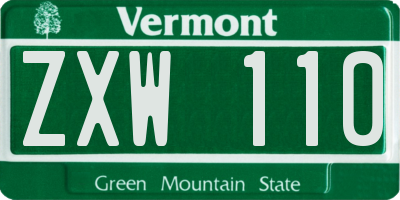 VT license plate ZXW110