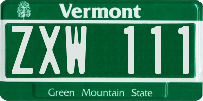 VT license plate ZXW111