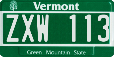 VT license plate ZXW113