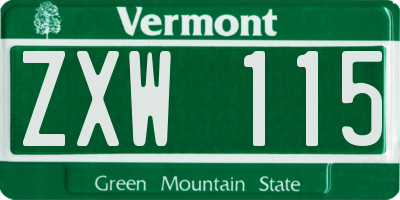 VT license plate ZXW115
