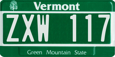 VT license plate ZXW117