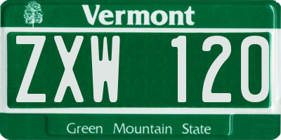 VT license plate ZXW120